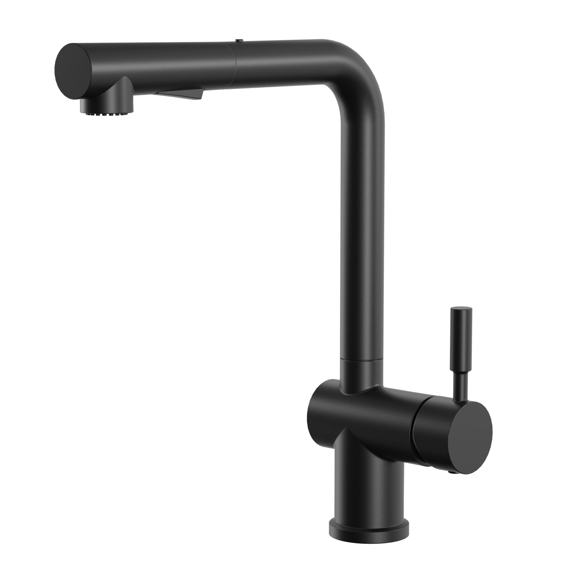 TORVA Pull Down Kitchen Faucets, Stainless Steel Kitchen Sink Faucet with Pull Out Sprayer Single Handle with Deck Plate, Matter Black+Chrome