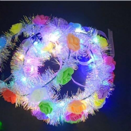 Tiara Coroa Led Flor Carnaval Bloquinho Ajustável Fantasia Guirlanda bandana Brilhante Aniversário C