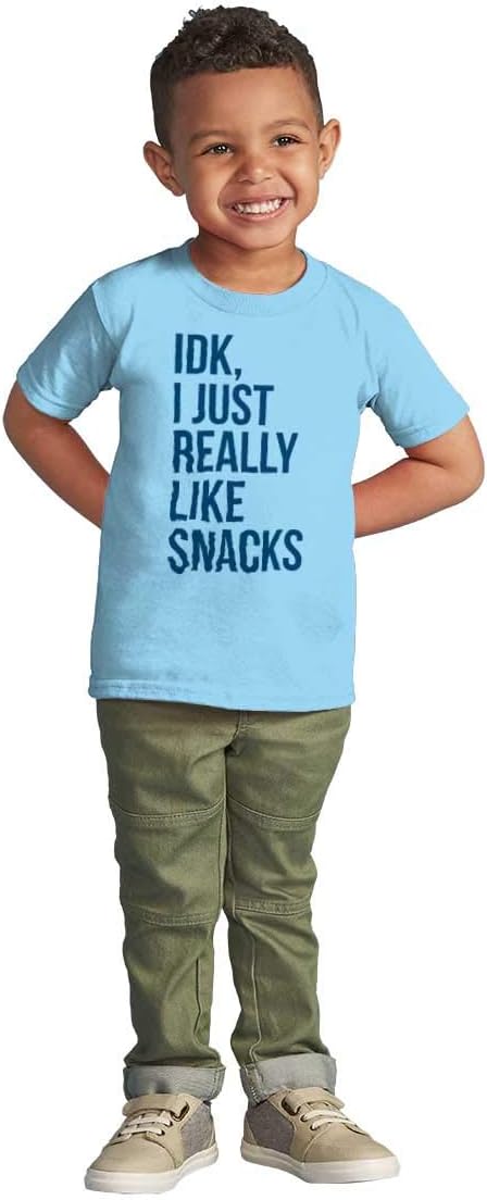 IDK I Just Really Like Snacks Funny Toddler Boy Girl T Shirt image 3