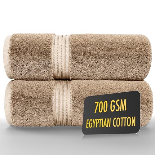 ALSAP Paquete de 2 toallas de baño marrones (130 x 70 cm) – Toallas de baño de algodón egipcio súper absorbentes de 700 g/m² – Toallas de baño de secado rápido de calidad de hotel para el hogar, spa,