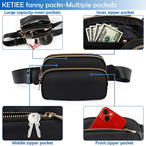 Fanny Packs For Women Men, Fashion Everywhere Belt Bag Waterproof Waist Pack Crossbody Bum Bag With Adjustable Strap For Travel Sports Running Cycling (Black) #TOP3