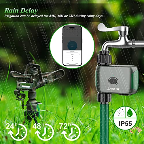 Anseto Sprinkler Timer Wifi Water Timer For Garden/Lawn,Irrigation Hose Timer With Wifi Hub Remote Control Irrigation System Compatible With Alexa And Google Home With Two Irrigation Modes/Rain Delay #TOP4