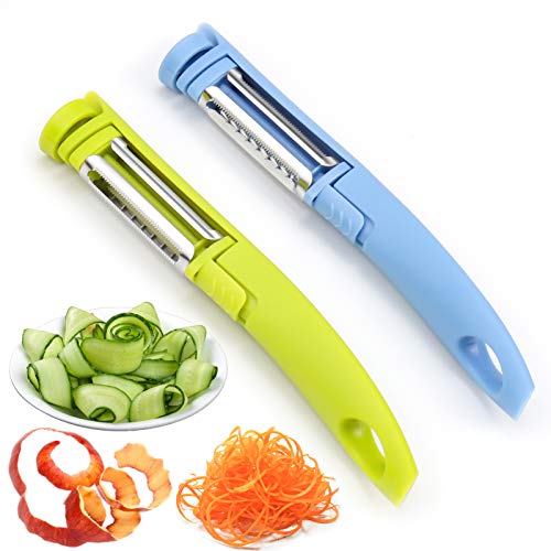 Juome Vegetable Fruit Peeler, Multifunctional Stainless Steel Swivel Serrated Julienne Peeler For Kitchen, Veggie Peeler Slicker For Potato, Carrot, Tomato, Apple Etc (2 Pack) #TOP26