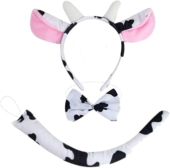 Kirei Sui Kids Dairy Cattle Milk Cow Headband Bowtie Tail Costume