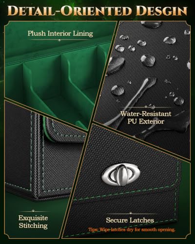 Image of MoKo Trading Card Storage Box for MTG, 3900+Capacity, Black Green | Card box with Dice Tray, Commander Display & Handle, Top Loaders Organizer Case, For Magic Game, TCG PTCG Sport Cards