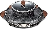 BBQ Hot Pot Dual Pot Barbecue Machine,Non-Stick All Powerful Stovetop Grill Electric Multifunctional Smoke-free Round Baking Pan Multi - Purpose Pot