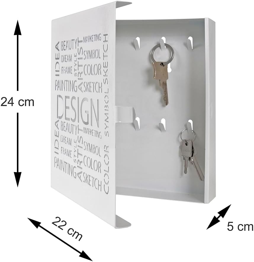 HAKU Möbel Key Box, Metal, White, W 22 x D 5 x H 24 cm