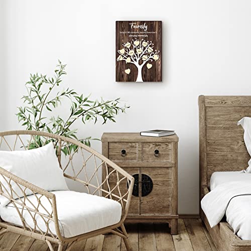 3D Family Tree Wall Decor Family Names Sign Diy Family Tree Wooden House Warming Gifts Grandparent Gift With 25 Wood Hearts And 30 Hook And Loop Stickers, 15.75 X 11.81 Inches #TOP4