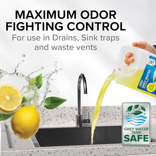 Image of Camco TST Camper /RV Grey Water Odor Control - Removes Grease Buildup in Gray Water Tank, Sink & Shower Drains - 4oz Treats 40-Gal Holding Tank - Safe Septic Tank Treatment - Lemon, 64 oz (40256)