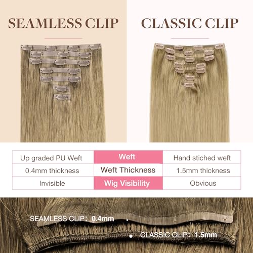 Image of GOO GOO Seamless Clip in Hair Extensions Real Human Hair Remy Extensions
