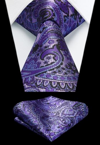 Image of HISDERN Vest and Tie Sets for Men Vests Paisley Floral Jacquard Necktie Pocket Square 3PCS Waistcoat for Suit or Tuxedo