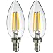 Sunlite CTC/AQ/E12/DIM/CL/27K/2PK 40W Equivalent LED Filament Antique Style Chandelier Light Bulb with Candelabra Base Dimmable (2-Pack), Warm White