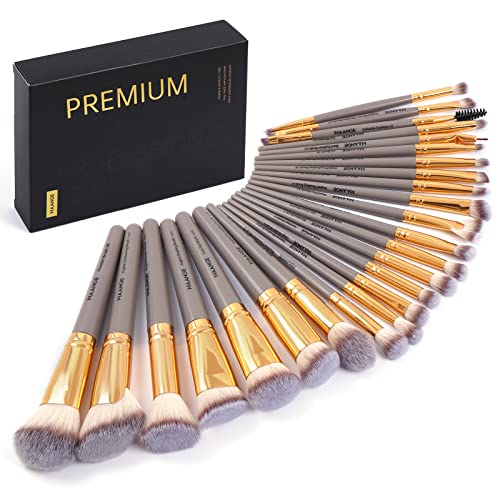 MAANGE Makeup Brushes, 25pcs Makeup Brush Set Premium Synthetic Concealer Blush Foundation Eyeshadow Brush Professional Make up Brushes with Gift Box(Gray)