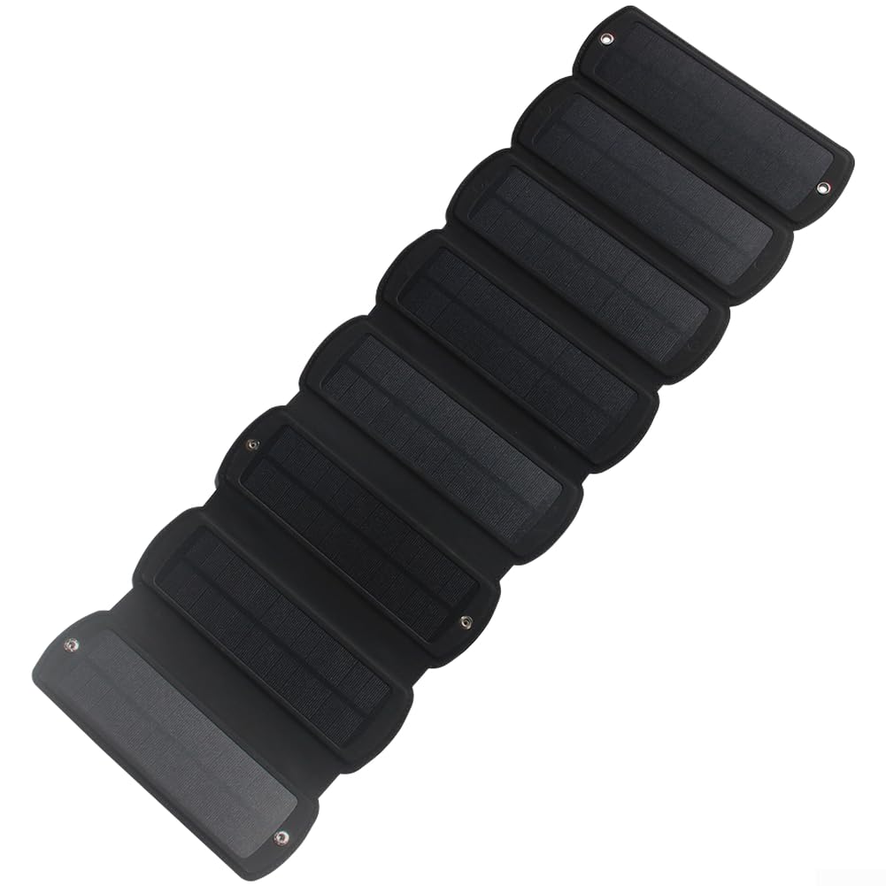 Zoegneer Chargeur solaire pliable 16 W - Double sortie USB - IPX6 - Panneau en silicone monocristallin étanche - Pour camping et randonnée - Noir