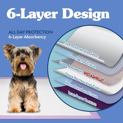 Image of Simple Solution All Day Pee Pads for Dogs, Puppy Potty Training, Leak Proof Dog Pads, Pet Pee Pad, Disposable Puppy Pad, Lavender Scent, LARGE 23 inchx24 inch, 100 Count