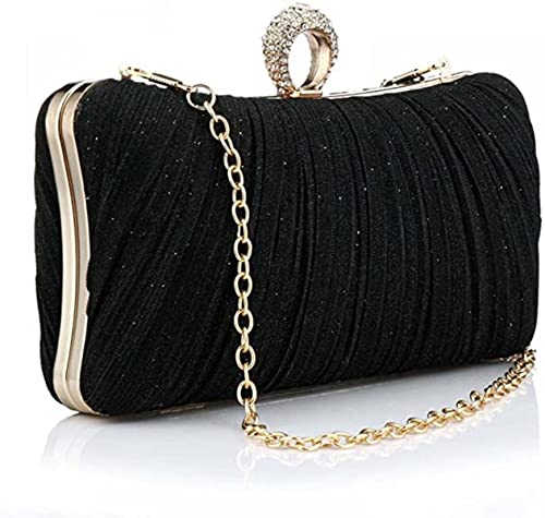 Pochette à paillettes sac de soirée plissé scintillant Fioeyr noir