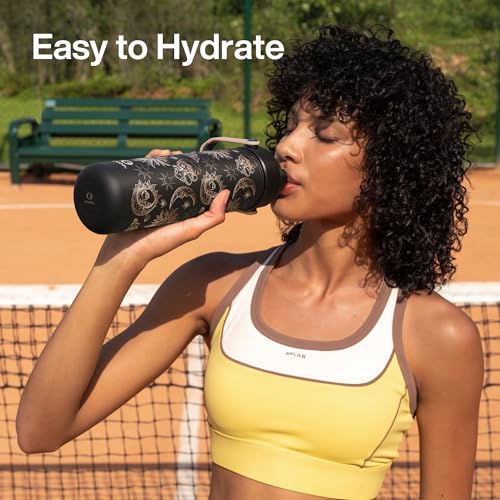 Image of ENCOOL Insulated Water Bottle with Straw Stainless Steel Water Bottle, Leak-Proof, BPA-Free, Double Wall Vacuum Keeps Cold for 24 Hours for Sports, Travel, School (26 oz, Solar Veil)