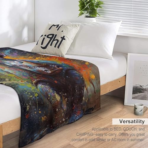 Plaid couverture polaire rhinocéros chaud et doux en flannel lavable 130×180cm