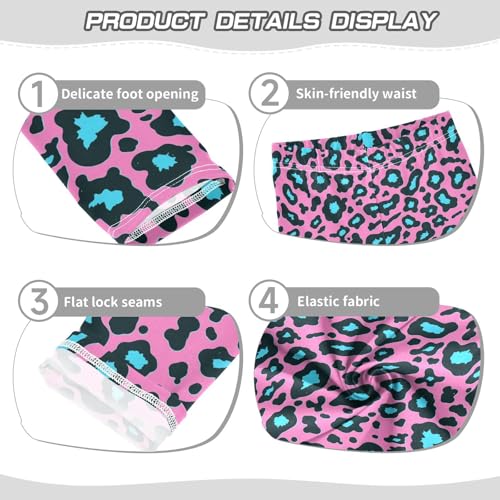 Wusikd Leopard Print Girls' Leggings Toddler Doodles Pink Kids Yoga Pants Dance Active Tights 4T3