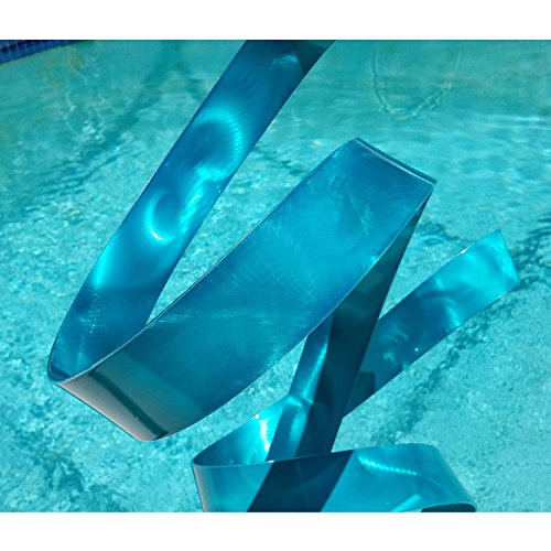 Statements2000 Large Abstract Metal Sculpture By Jon Allen - Aqua Allure With 12" Black Base #TOP5
