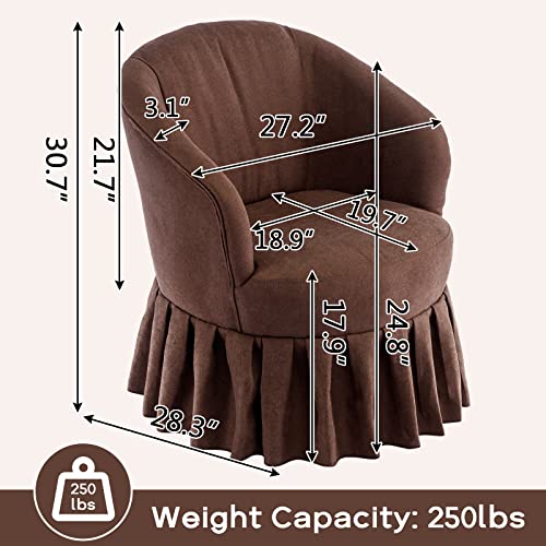 Sudwesto Swivel Barrel Chair With Pleated Skirt, Swivel Accent Chair, Comfy Round Auditorium Chair, Swivel Club Armchair For Nursery Living Room Bedroom (Brown) #TOP1