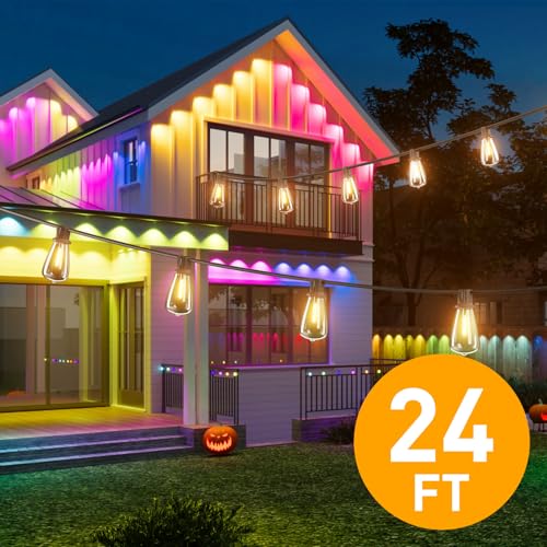 addlon Permanent Outdoor Lights, Smart RGB+IC LED Lights for House & Outdoor Decor, App & Remote Control, Scene Modes, IP67 Waterproof for Christmas, Holiday, Valentine's Day Decorations, 24FT