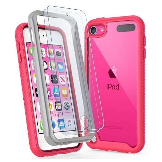 ULAK Compatible with iPod Touch 7 Case, iPod Touch 5/6 Hybrid 2 in 1 with Screen Protector, Heavy Duty Protection Transparent Shockproof Bumper Cover Cover for iPod Touch 7th/6th/5th Generation, Rose
