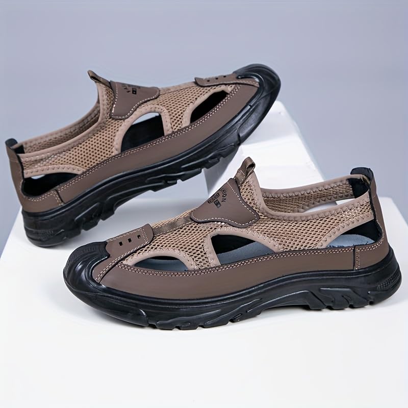 Men'S Summer Breathable Mesh Slip-On sandals, shoes for Driving Beach walking Outdoor Activities3