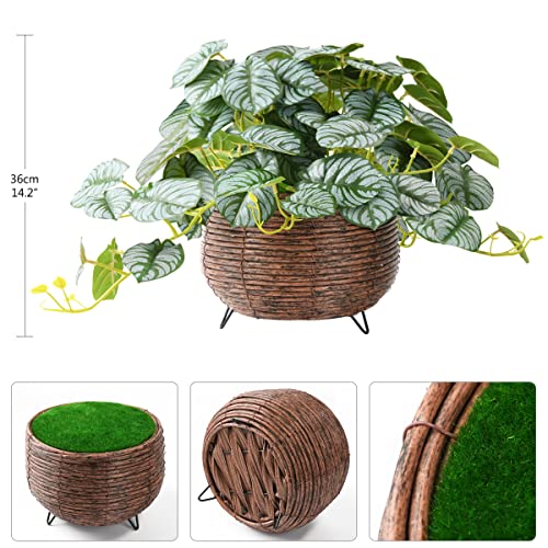 Inqcmy Artificial Plants For Home Office Table Garden Decor, Vine Flower With Decorative Vase, Artificial Scindapsus Silk Flower Arrangements, Fake Green Ivy Vines In Baskets (Palm Leaves) #TOP7