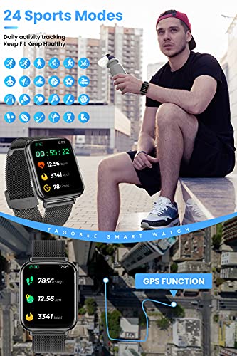 TagoBee-Smartwatch-HombreIP68-Impermeable-con-169-Tactil-Completa-Reloj-Inteligente-Hombre-Monitor-de-Sueno-PulsometroOxigeno-de-Sangre-Podometro-24-Modos-Deporte-Compatible-con-iOS-y-Android