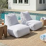 Christopher Knight Home Lila Outdoor Bean Bag Chair Set of 2, Fabric Bean Bag Lounger for Adults and Kids, Outdoor Comfy Reading Chair, Patio Lounge Sofa for Poolside Garden, Gray