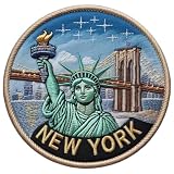 Écusson brodé New York Patch thermocollant ou à coudre (7,6 cm) Voyage USA Statue de la Liberté Souvenir Emblème Cadeau