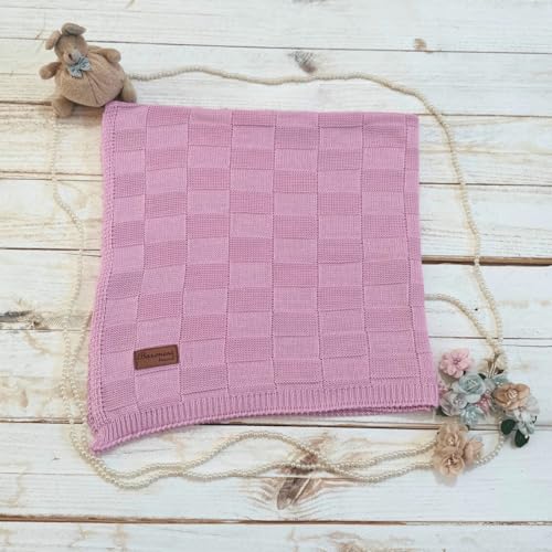 Manta de saida de maternidade Tricô Para Menino ou Menina (Rosa BB)