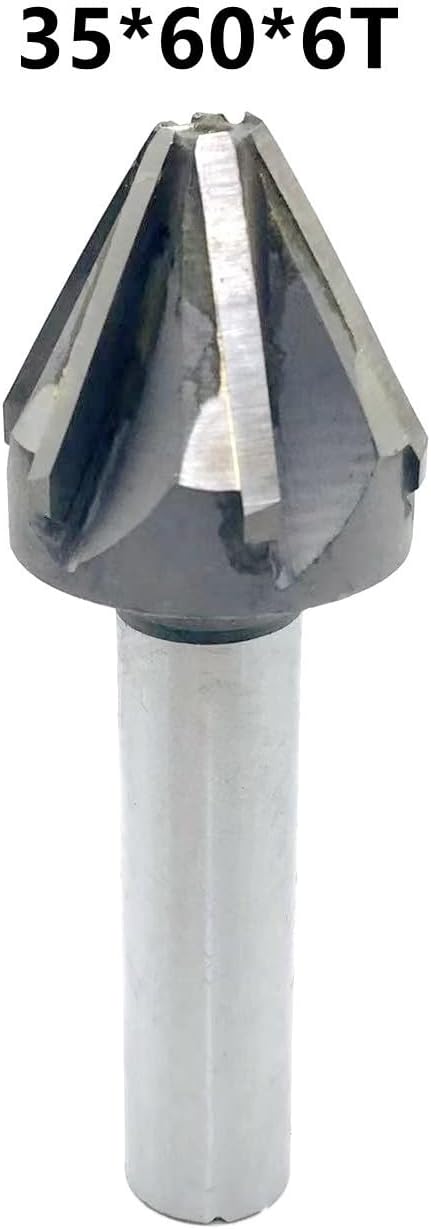 1pcs 60/90 Degrees Chamfer Milling Cutter TCT Straight Shank Carbide Chamfer End Mill with Brazing Carbide Blade 4 Flute/6 Flute Chamfering Cutting Tool V Groove Router Bits(35mm-60degree)