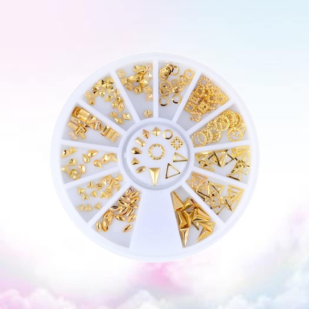 120 Pcs Nail Accessories Charms Nail Decoration Metallic Nails Hollow Out Nail Studs Rose Gold Rivet Nail Metallic Nails - (Color: Golden)