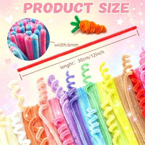 LXIANGN 800/1000 Pcs Colorful Pipe Cleaners Flower Kit for Crafts, 13/18 Colors Chenille Stems Flower Making Kit,12 Inch Length,Step-by-Step Tutorial for Art DIY Flowers (800Pcs,13 Colors) - Image 3