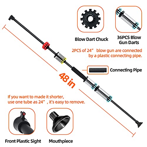 COSMOING 48 inch .40 Caliber Blowgun with 12 Long/Mid/Short Darts for Various Needs