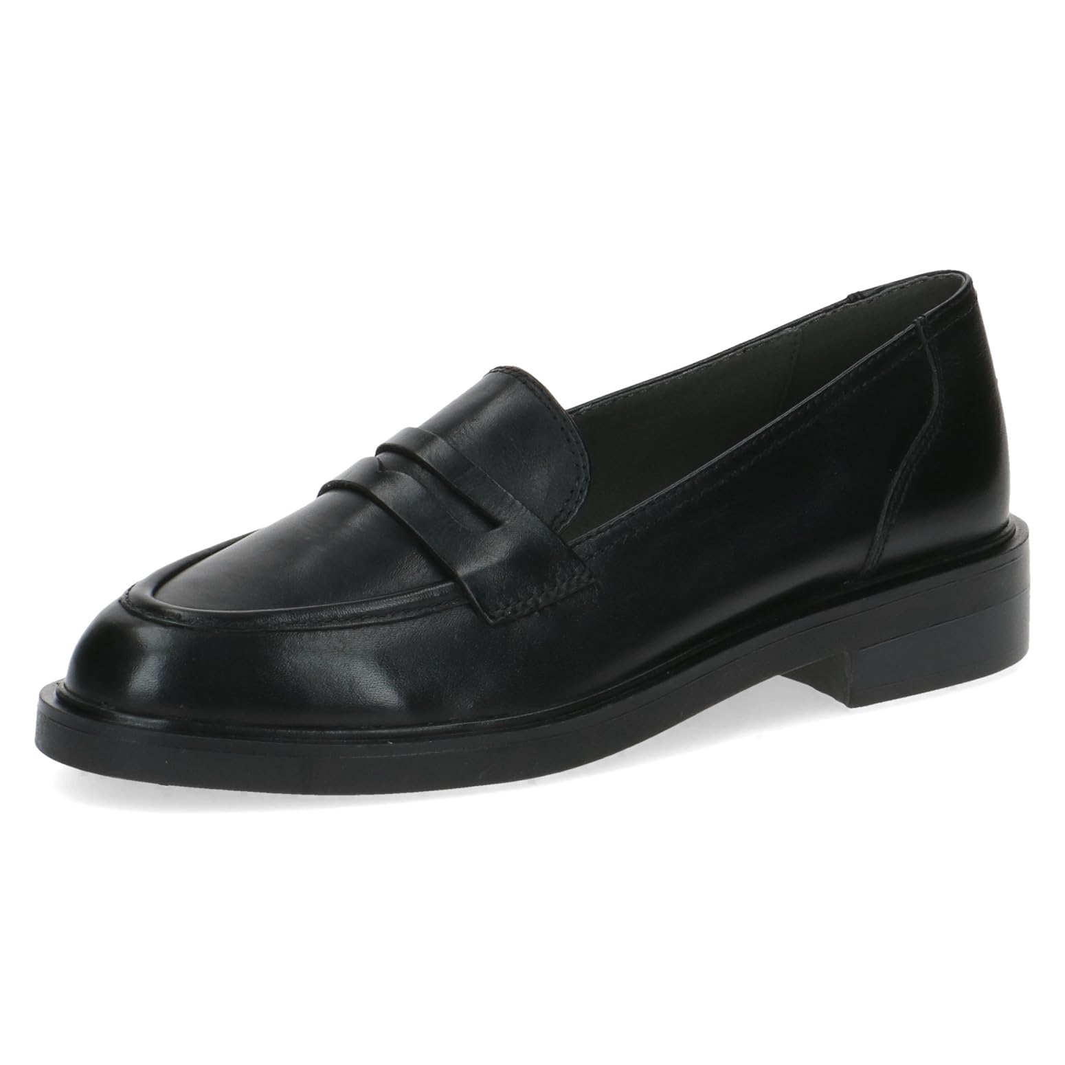 CAPRICE Women's Leather Loafers with Block Heel, Black (Black Nappa), 5 UK