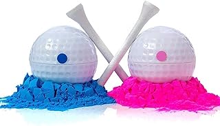 Akemaio Gender Reveal Exploding Golf Balls,Gender Reveal Golf Balls Exploding Golf Ball Set Girl or Boy Baby Reveal Ideas Including 1 Pink + 1 Blue + 2 Wooden Tees