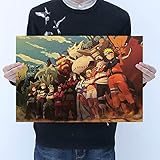 Material: fuerza zhongjiany TIE LER Estilo de Dibujos Animados Vintage Anime Naruto Poster Bar Para Niños Habitación Decoración para el Hogar Libros de Cómics Naruto Retro Papel Kraft Pintura 50.5x35 cm(Style02)
