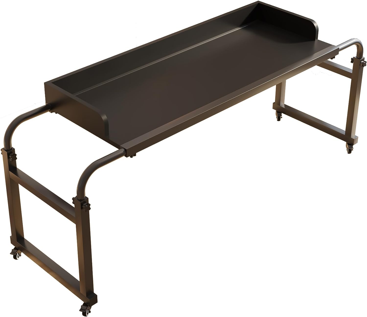 GXQFC Over Bed Desk Adjustable 115-210cm, Overbed Table with Wheels Rolling Medical Table Laptop Cart Bed Tables Adjust Height 65-95cm for Queen/King Size Bed Frame(Color:Black)