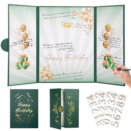 Image of Green Gold Birthday Party Decorations,18 inch x 12 inch Creative Birthday Decorations Guest Sign in Book Alternative, for Men and Women of All Ages, Happy Birthday Party Supplies