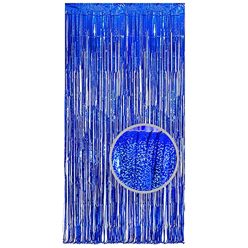 Bigood - Bigood Rideaux à Franges Guirlande Fenêtre Rideau en Pet Rideaux pour Fête Mariage Anniversaire Décoration Scintillantes Pois Bleu 3.2 x 3.2ft / 1 x 1m