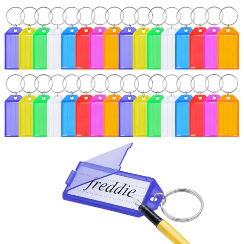HUAZIZ Lot De 48 Porte-clés étiquetables En Plastique Avec Fenêtre D