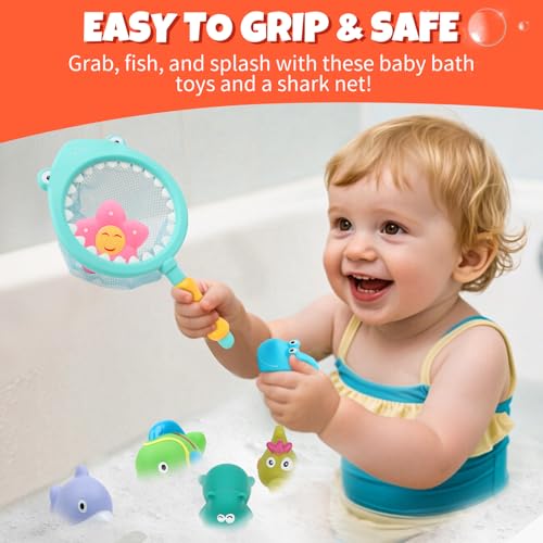 Mould Free Bath Toys - Baby Bath Toys for 1 2 3 4 Year Olds Toddler Kids, 9-Piece Set No Hole No Mould Bathtub Toys, Anti Mould Sea Animals Swimming Pool Water Toys - Image 3