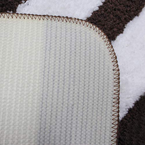 Image of Cazimo Microfiber Rectangle Shaped Anti-Skid Bath Mats | Soft & Super Absorbent Mats for Shower | Washable, Non-Slip & Quick-Drying Mats, 40x58 CM | Pack of 2 (Brown & White)