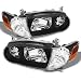 For Black Bezel 2001-2002 Toyota Corolla E110 Headlights Front Lamps Direct Replacement Left + Right