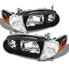 AKKON - For Black Bezel 2001-2002 Toyota Corolla E110 Headlights Front Lamps Direct Replacement Left + Right