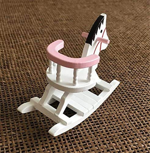 Escena para adultos 1:12 casa de muñecas en miniatura, silla mecedora de caballos de madera, puede sacudir, paisaje de memoria que vale la pena comprar 2