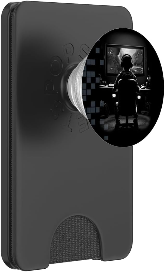 Gamer Immersive PC Gaming Setup Silhouette Design PopSockets PopWallet for MagSafe